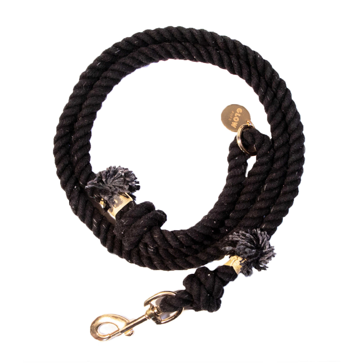 Glow Pups: Black Boho Chic Cotton Rope Dog Leash