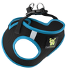 EcoBark Step In Dog Harness - Teacup & Small Breeds- Reflective Soft Mesh Harness for Teacup, Small Dogs and Puppies / Black w/ Teal Piping