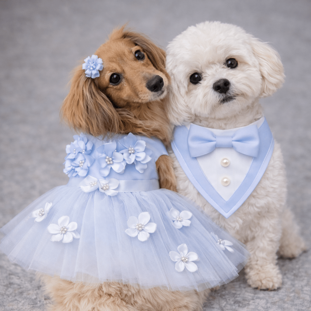 Heads or Tails Pup Blue Ceremony Tuxedo Dog Bandana