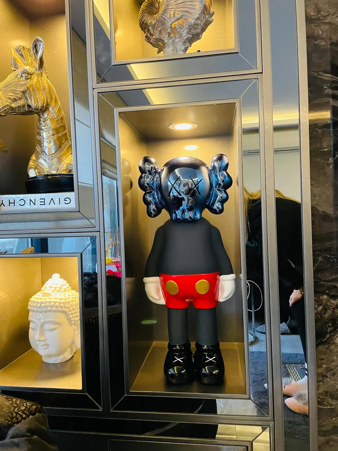 Blue Chrome KAWS-Inspired Sculpture