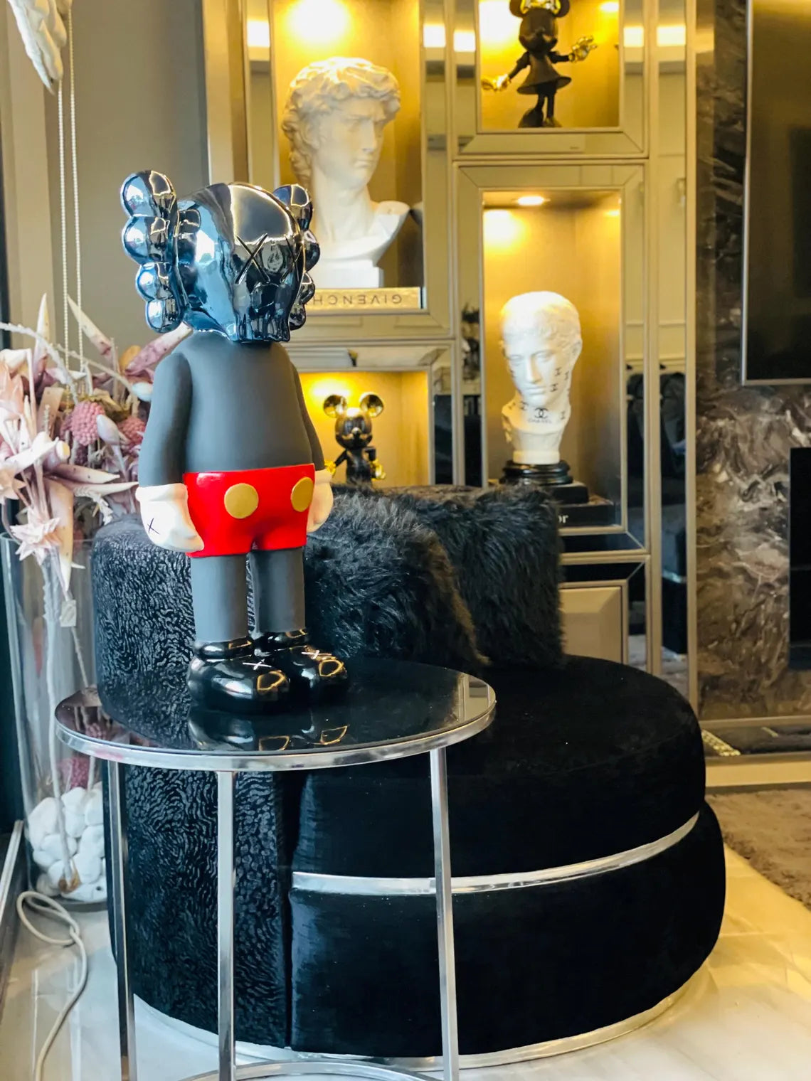 Blue Chrome KAWS-Inspired Sculpture