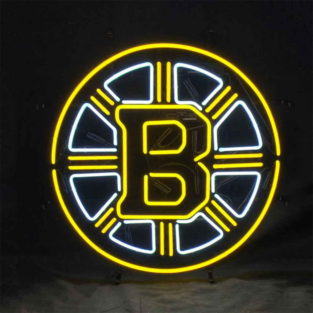 Boston Bruins Logo Real Glass Neon Sign