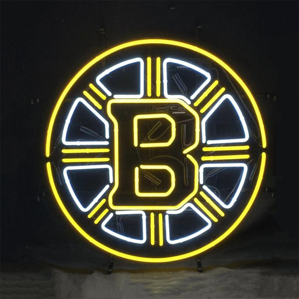 Boston Bruins Logo Real Glass Neon Sign