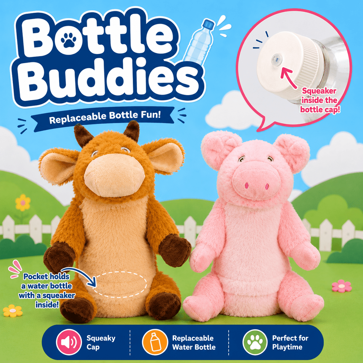Dogline Bottle Buddy Dog Toys - 10-Inch