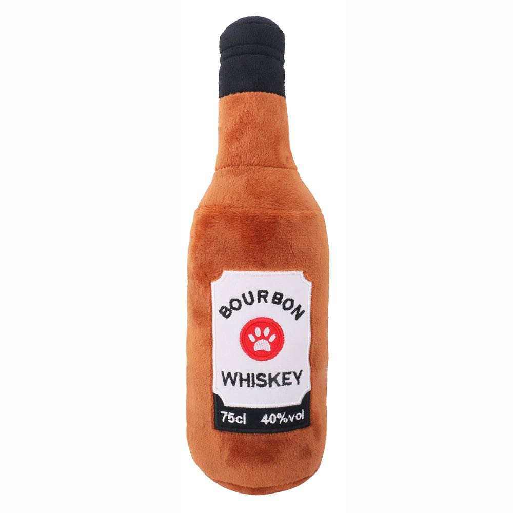 Glow Pups: Bourbon Whiskey Squeaky Plush Dog Toy