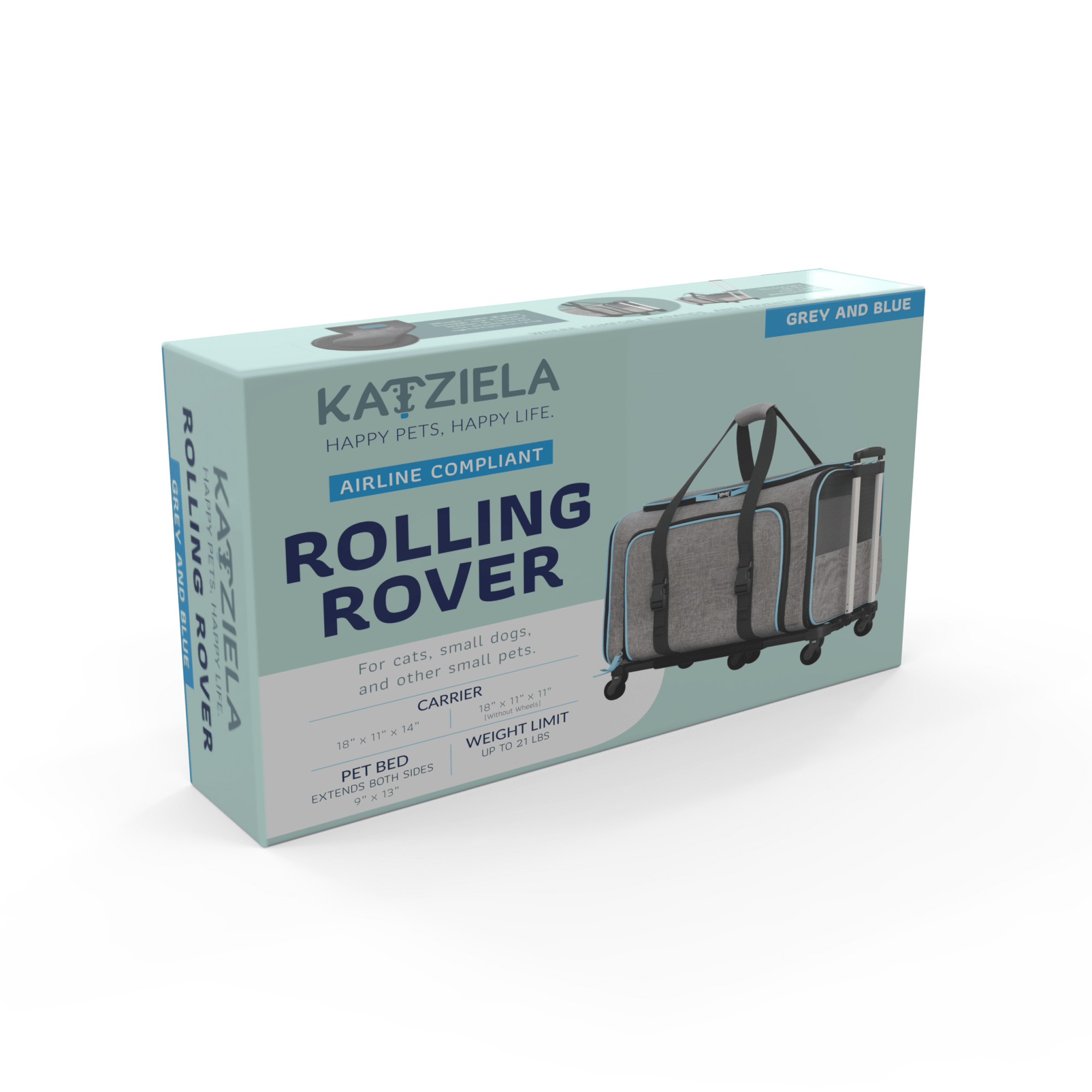 Katziela Rolling Rover Airline Compliant Expandable Wheeled Pet Carrier | HT Animal Supply