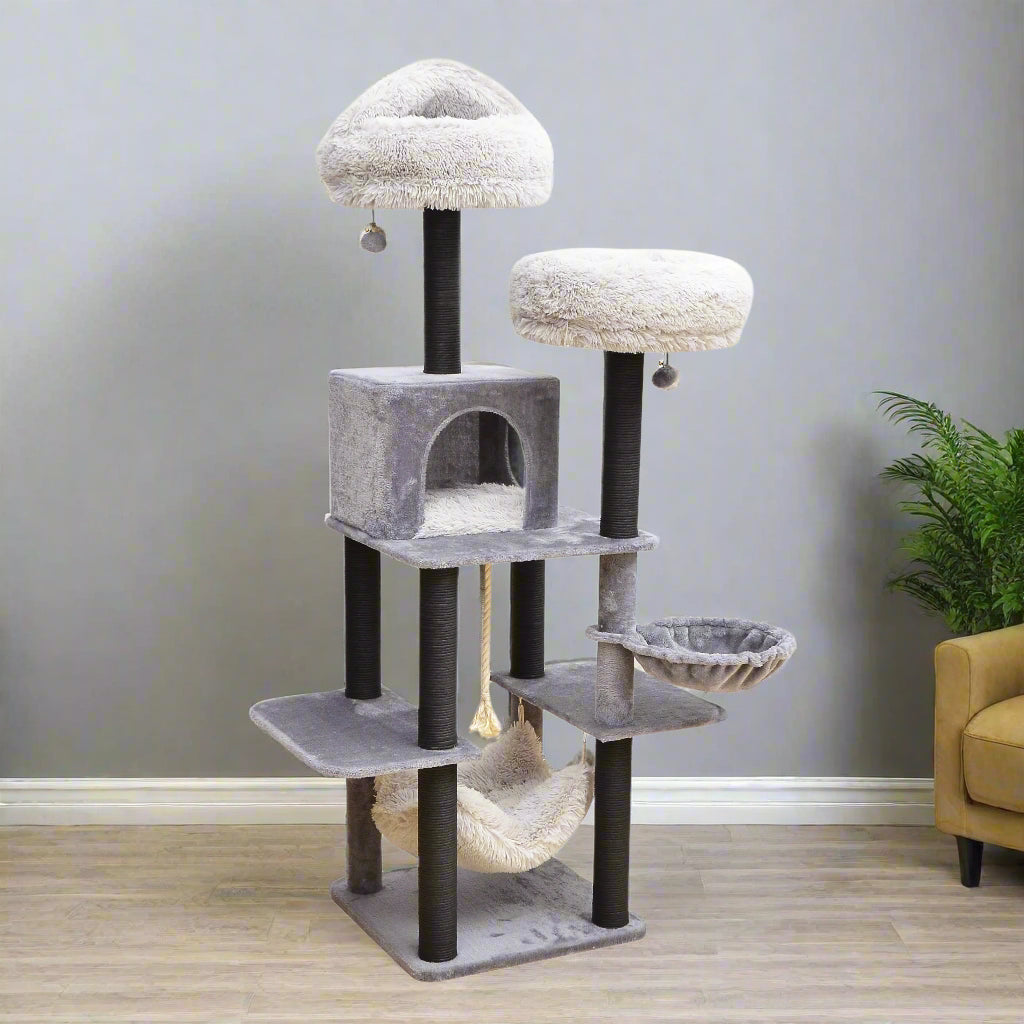 Bradbury 7 Level Grey Cat Tree with Scratching Posts