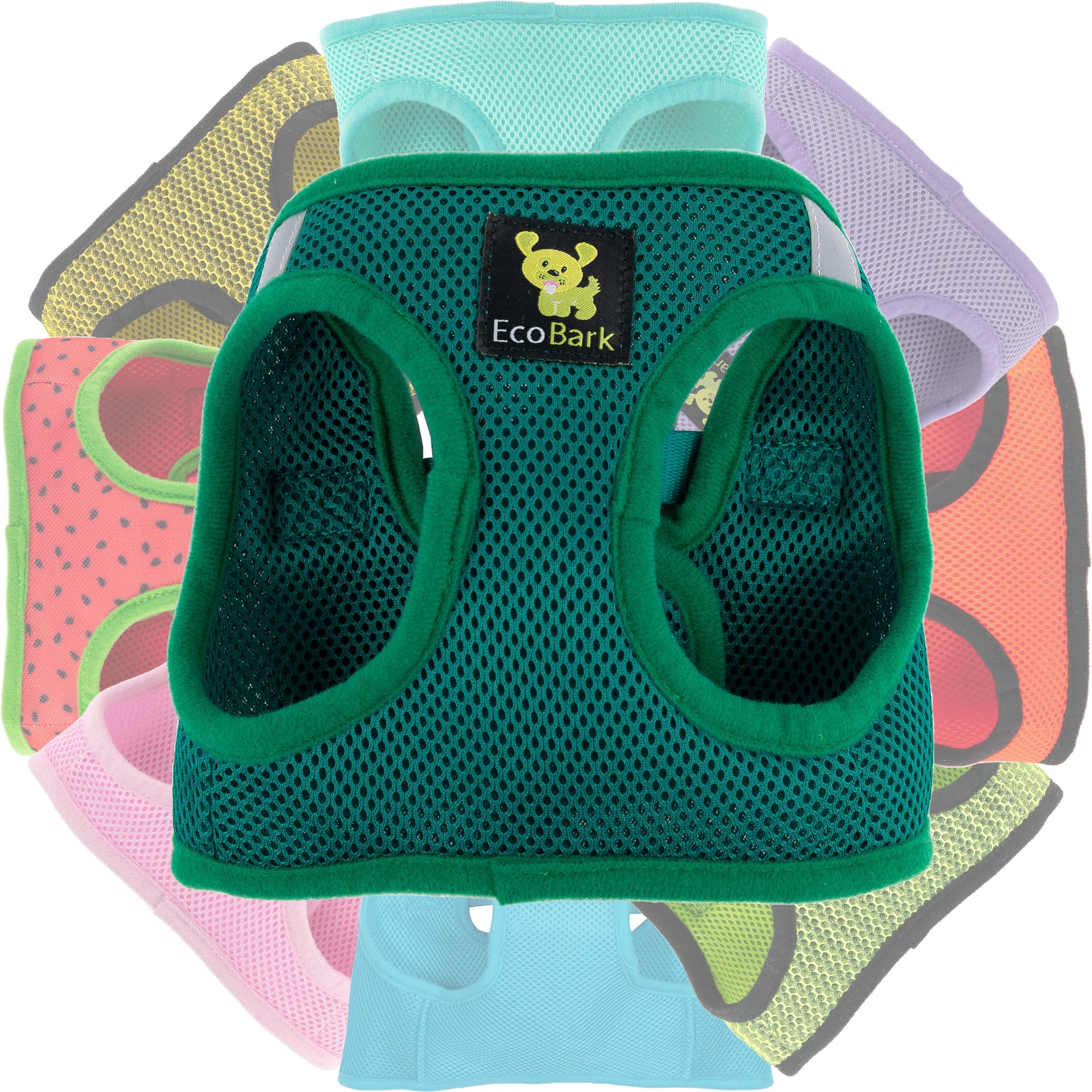 EcoBark Step In Dog Harness - Teacup & Small Breeds- Reflective Soft Mesh Harness for Teacup, Small Dogs and Puppies / Forest Green