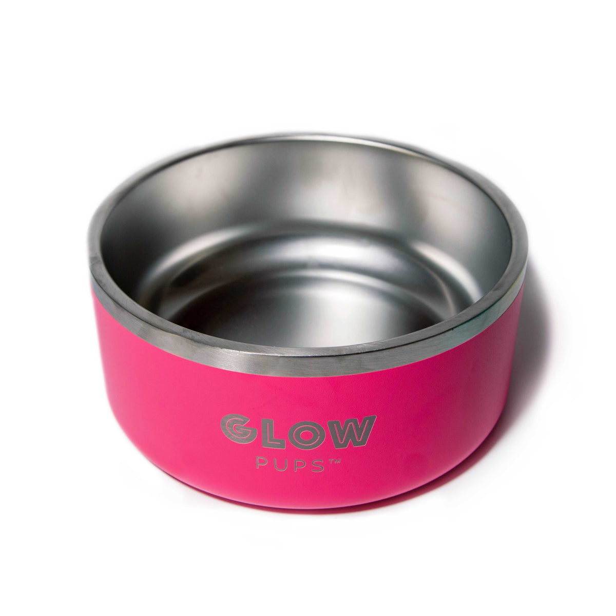 Glow Pups: Bright Pink Vacuum Insulated Stainless Steel Dog Bowl