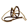 Fashion Dog Harness and Chain Leash Set -Brown Faux Suede