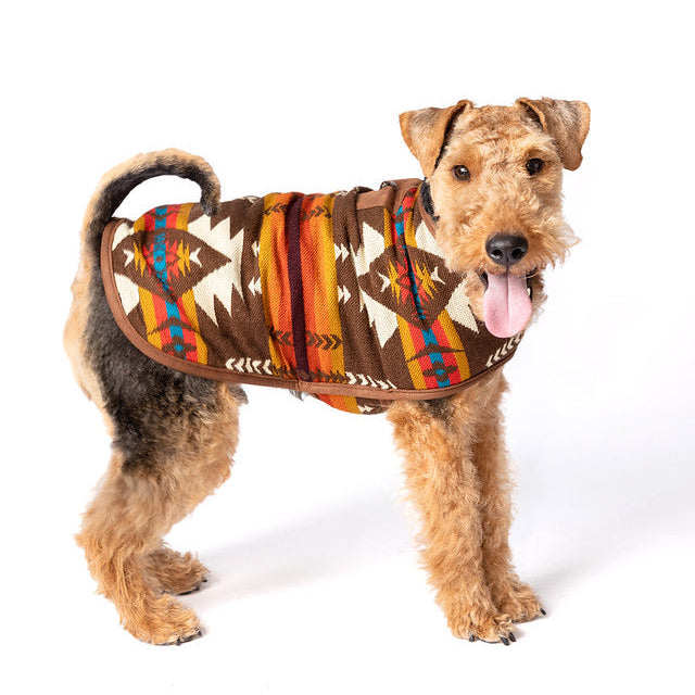 Chilly Dog Brown Southwest Wool Blanket Dog Coat