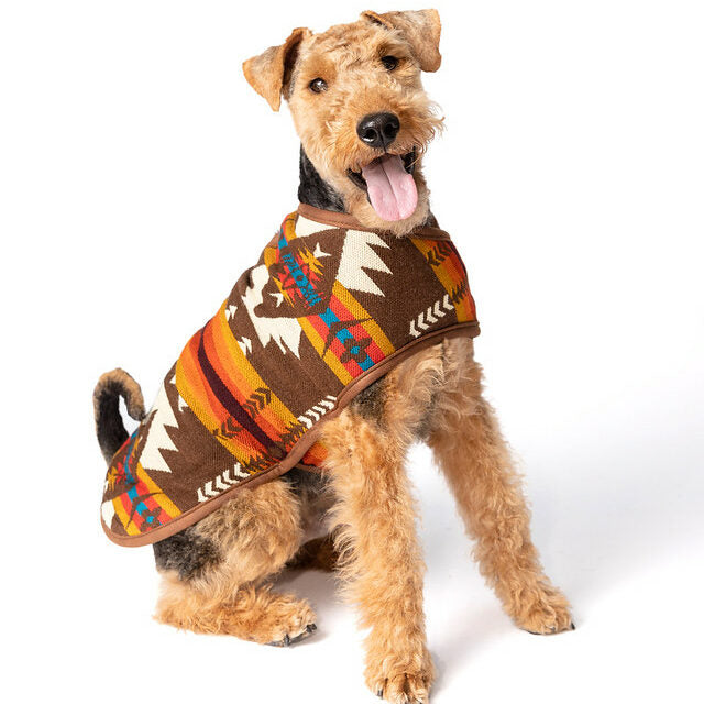 Chilly Dog Brown Southwest Wool Blanket Dog Coat