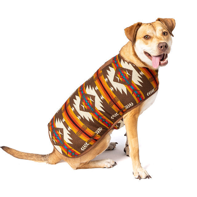 Chilly Dog Brown Southwest Wool Blanket Dog Coat
