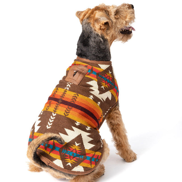 Chilly Dog Brown Southwest Wool Blanket Dog Coat