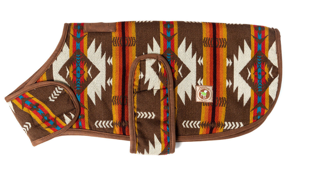 Chilly Dog Brown Southwest Wool Blanket Dog Coat