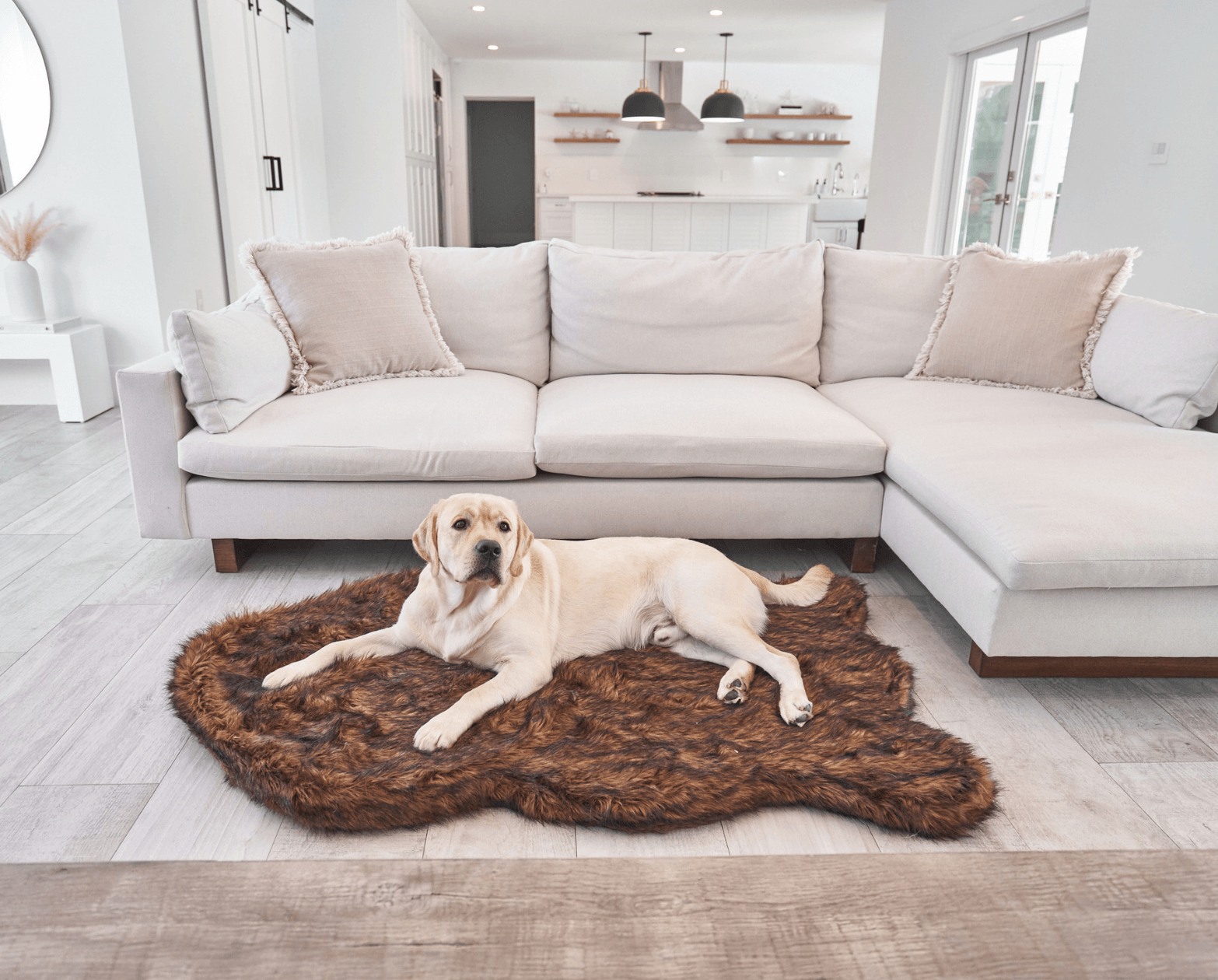 Puprug Faux Fur Orthopedic Dog Bed Curve Brown 