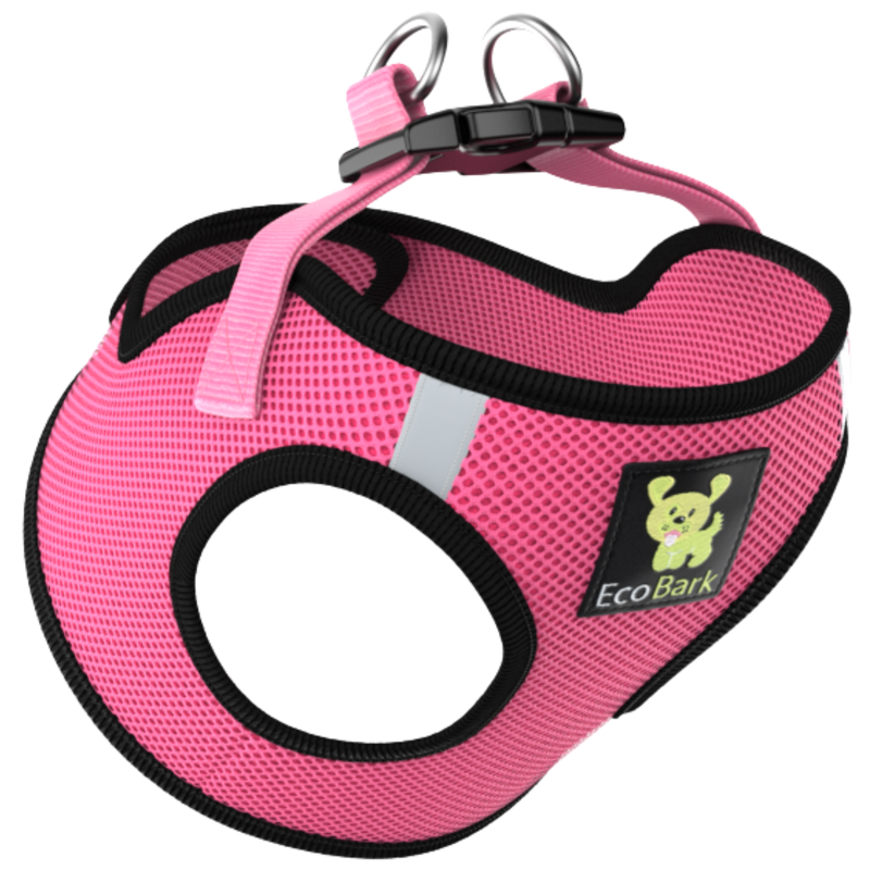 EcoBark Step In Dog Harness - Teacup & Small Breeds- Reflective Soft Mesh Harness for Teacup, Small Dogs and Puppies / Bubblegum Pink
