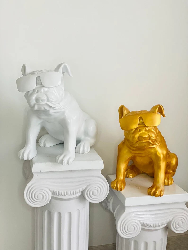 Bulldog with Shades Statue