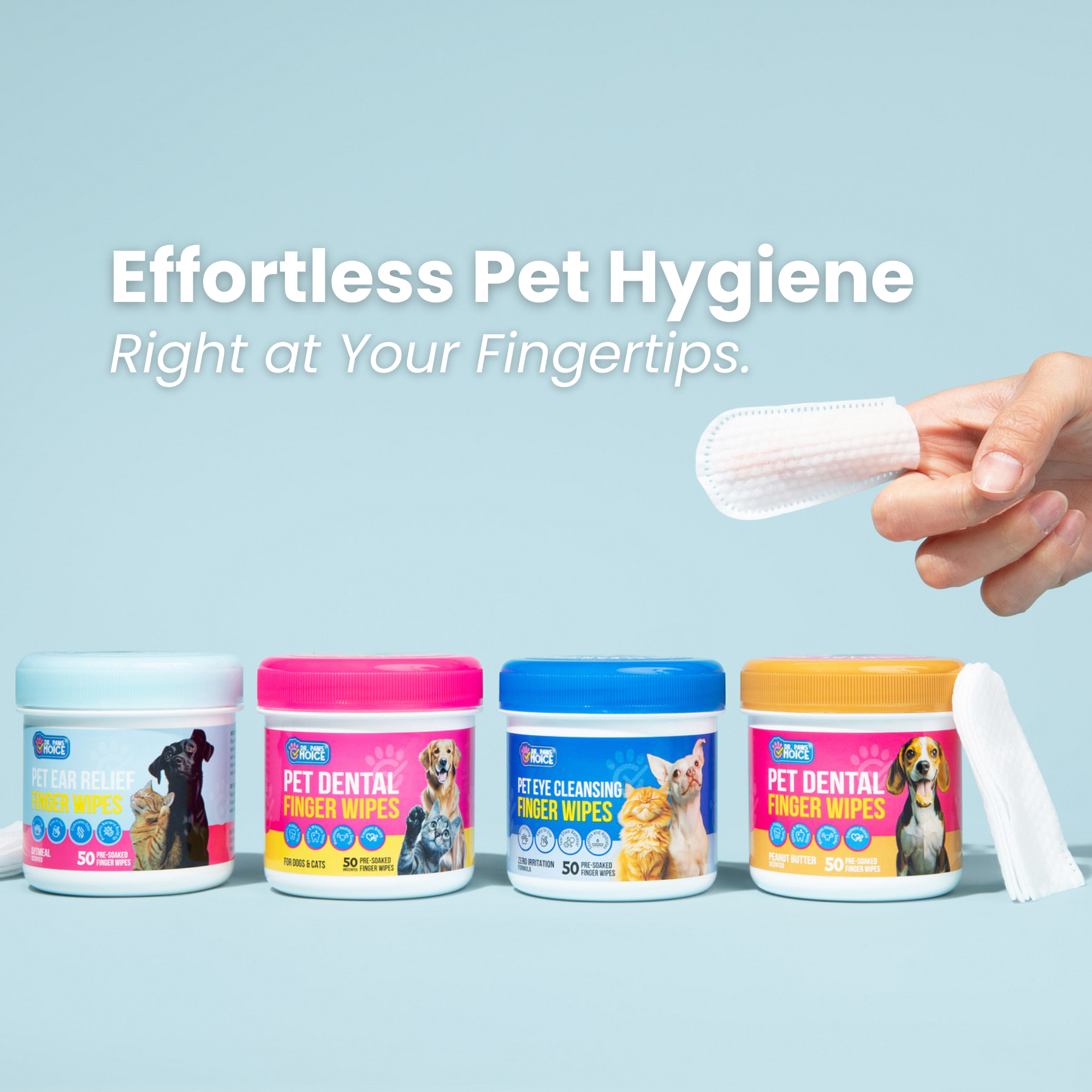 3-Pack Hygiene Bundle - Pet Dental, Ear, & Eye Finger Wipes