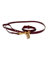 Fashion Collar and Plain Leash Set - Burgundy with Star Studs