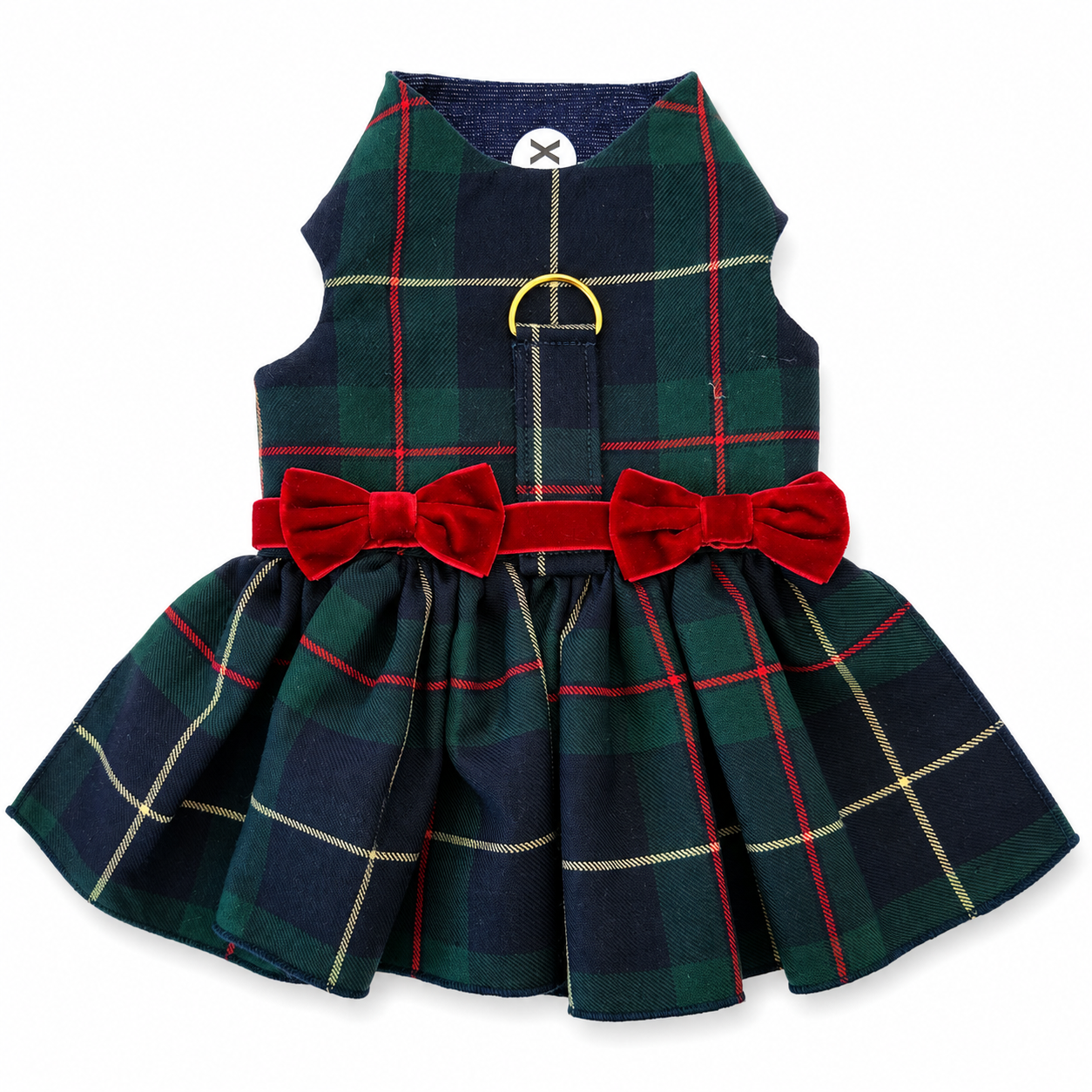 Heads or Tails Pup Green Plaid Dog Dress