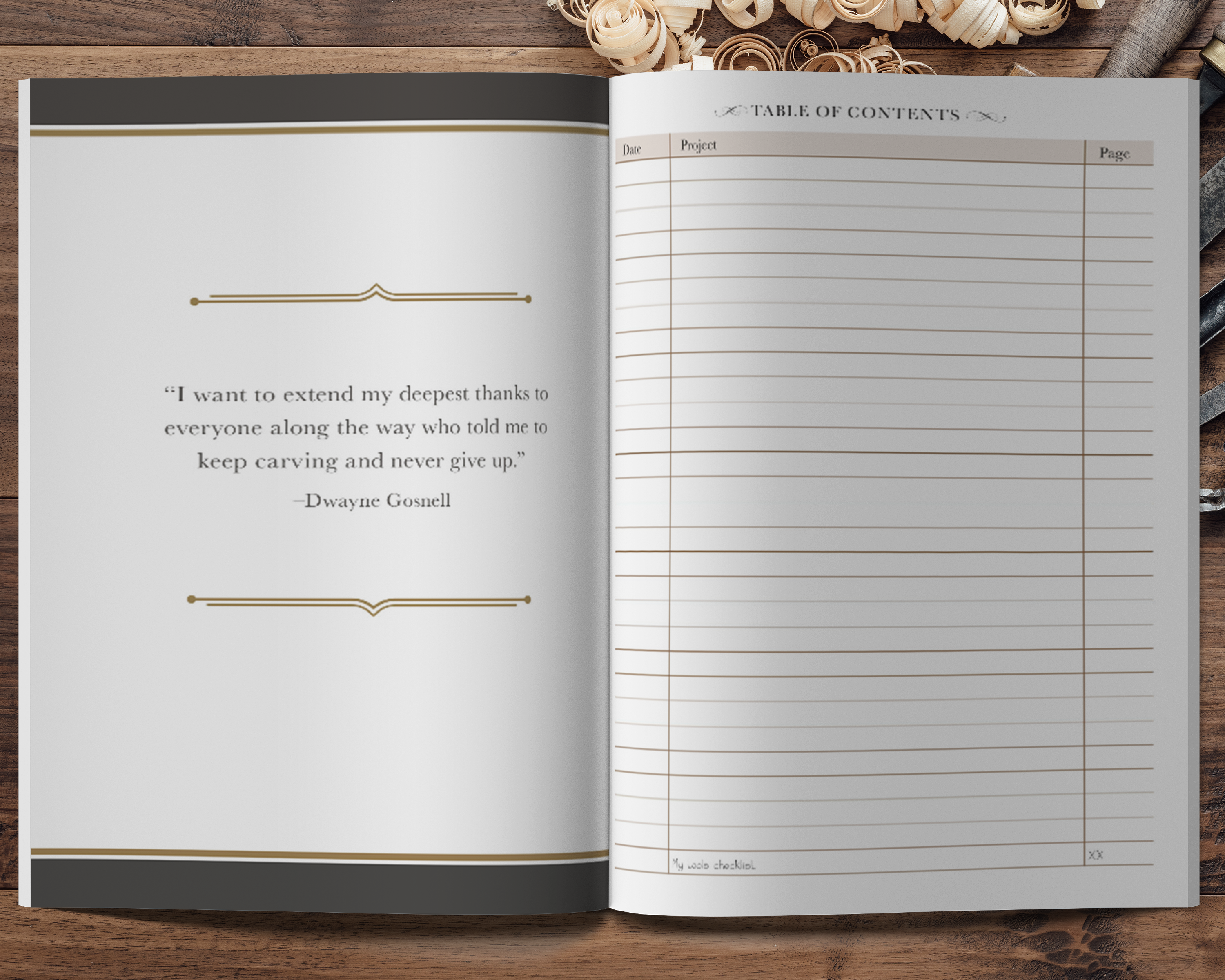 Woodcarver's Shop Journal Customized