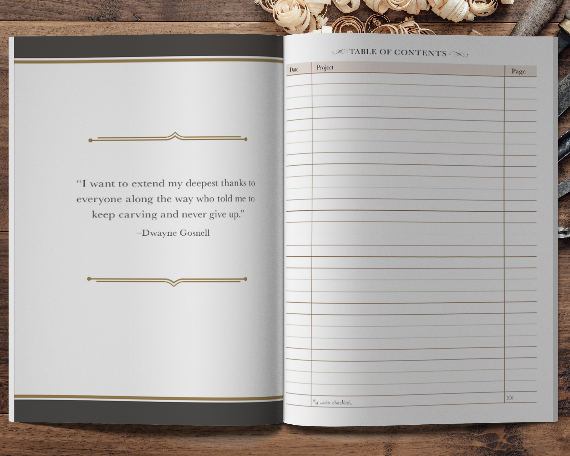 Woodcarvers Shop Journal Customized
