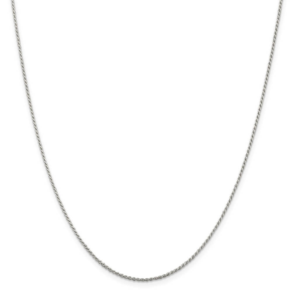 1.1mm Rhodium Plated Sterling Silver Solid D/C Rope Chain Necklace