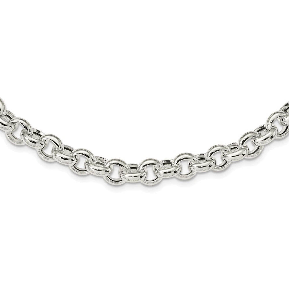 10mm Sterling Silver Hollow Rolo Chain Necklace, 24 Inch