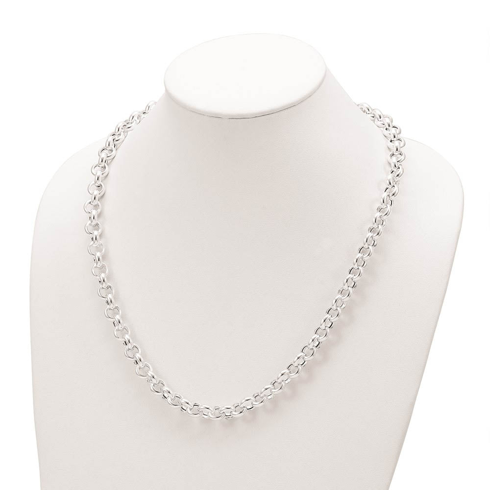 10mm Sterling Silver Hollow Rolo Chain Necklace, 24 Inch