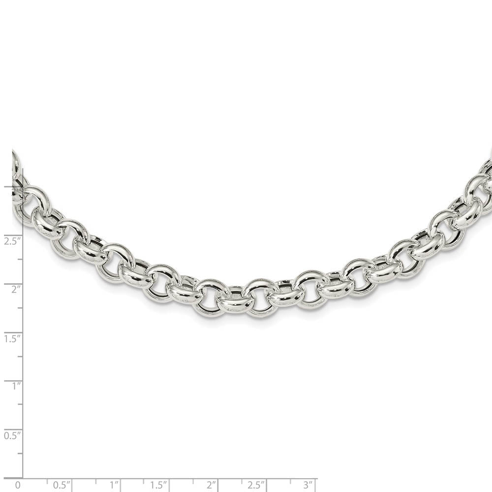 10mm Sterling Silver Hollow Rolo Chain Necklace, 24 Inch