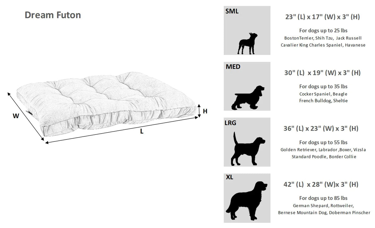 Bowsers Dream Futon Dog Bed - Cloud-Like Cushioning for Stretch-Out Sleep