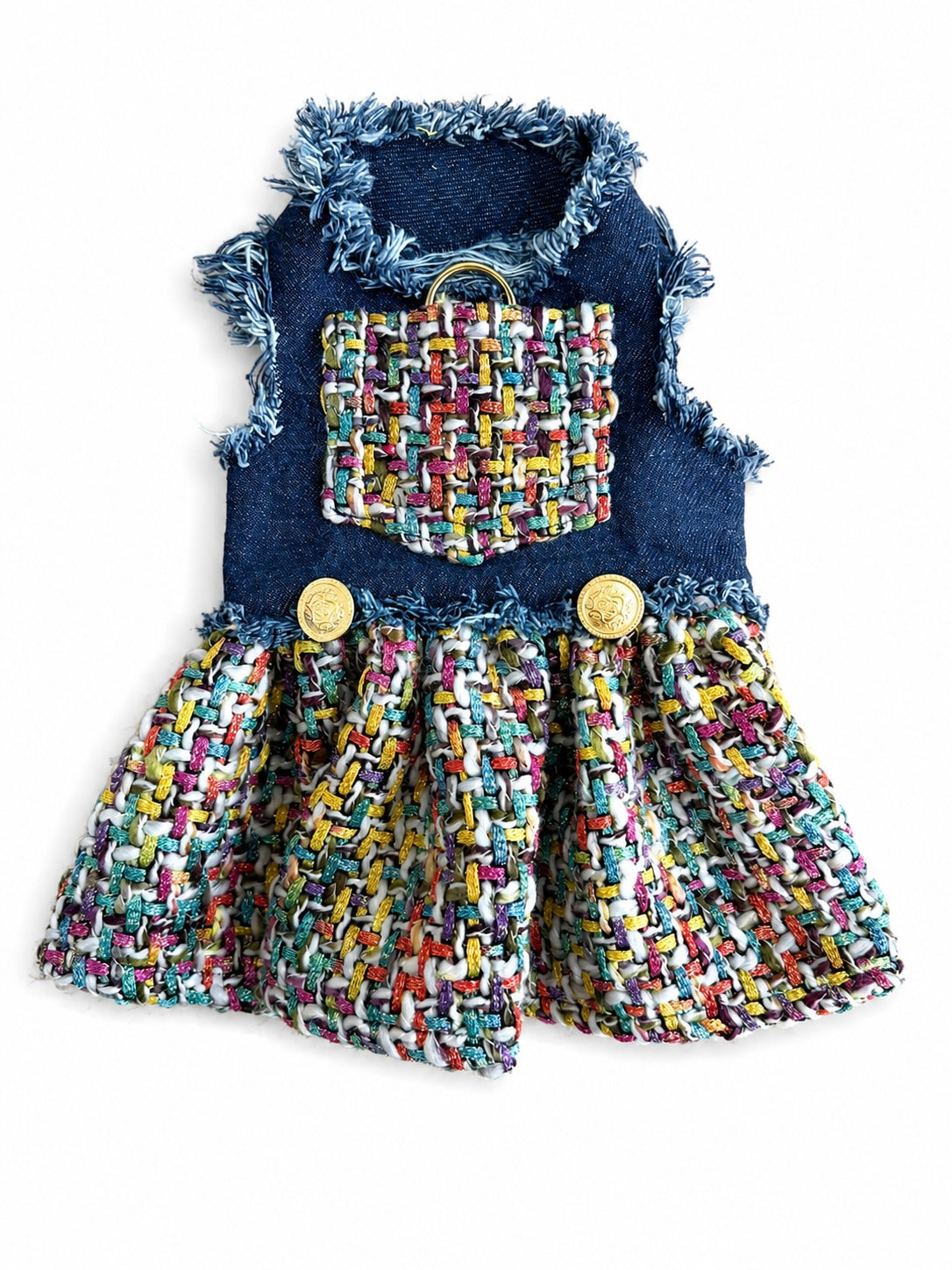 Heads or Tails Pup Denim & Tweed Couture Dog Dress