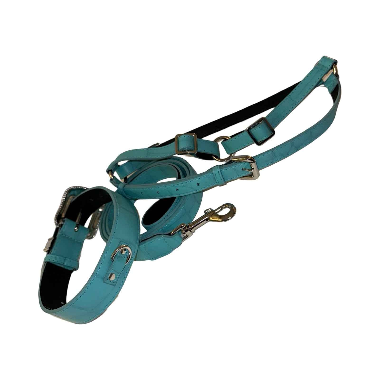 Allysa Payne The Tiffany Collection Turquoise Blue Embossed Croc Italian Leather