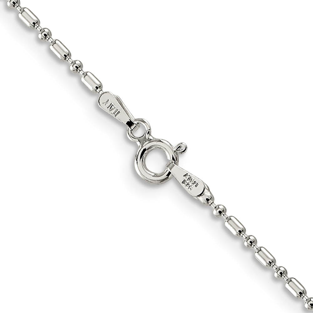 1.5mm Sterling Silver Solid Fancy Beaded Chain Necklace