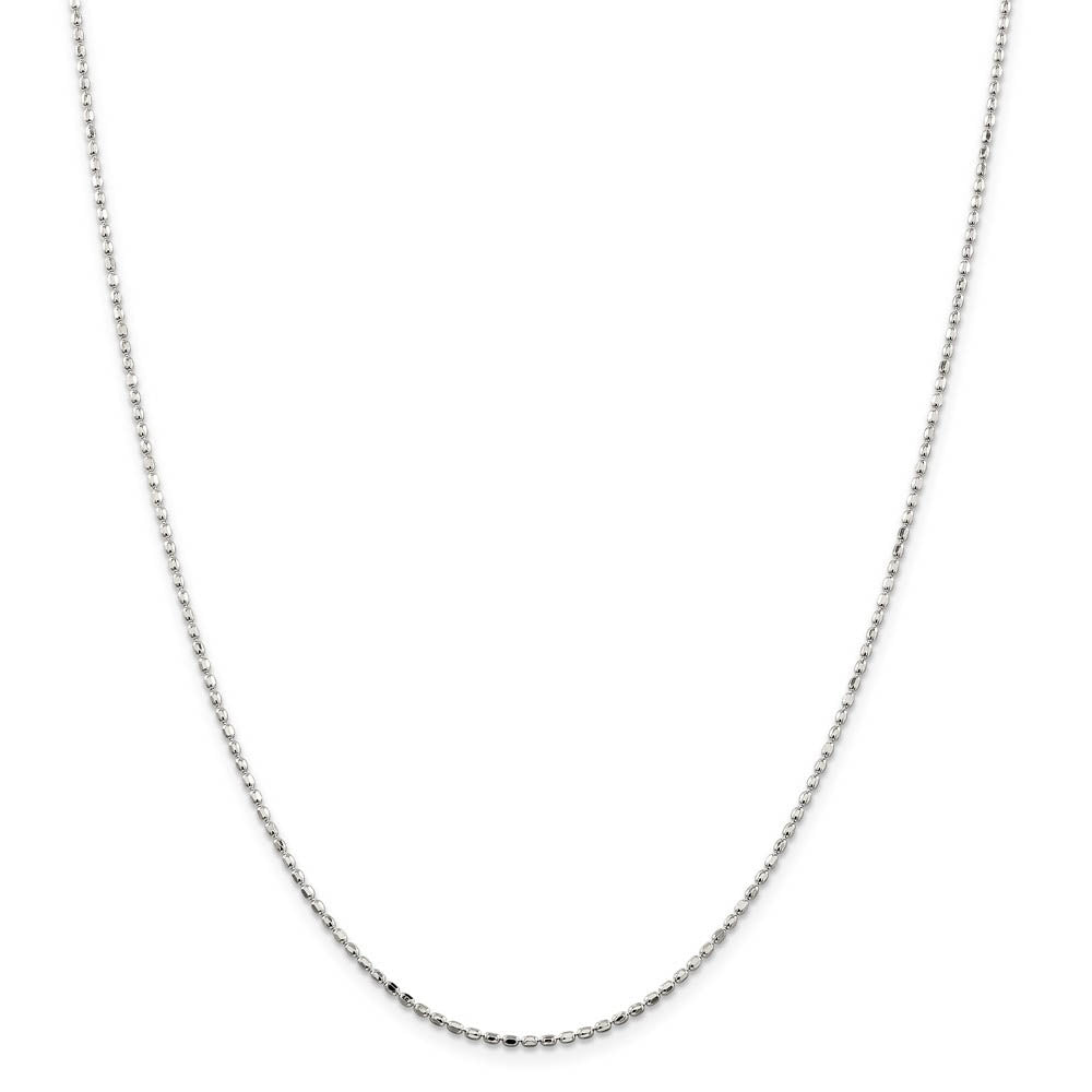 1.5mm Sterling Silver, Hollow Beaded Chain Necklace