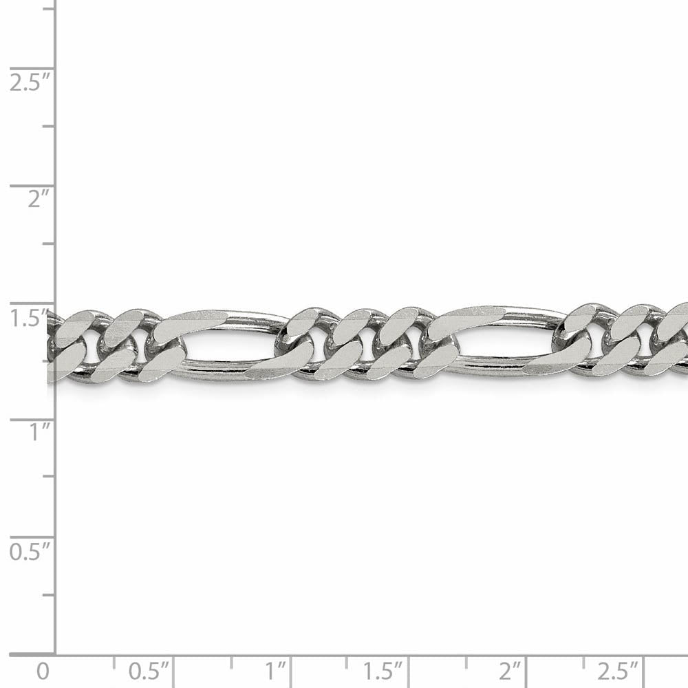 Mens 8mm Sterling Silver, Solid Figaro Chain Necklace