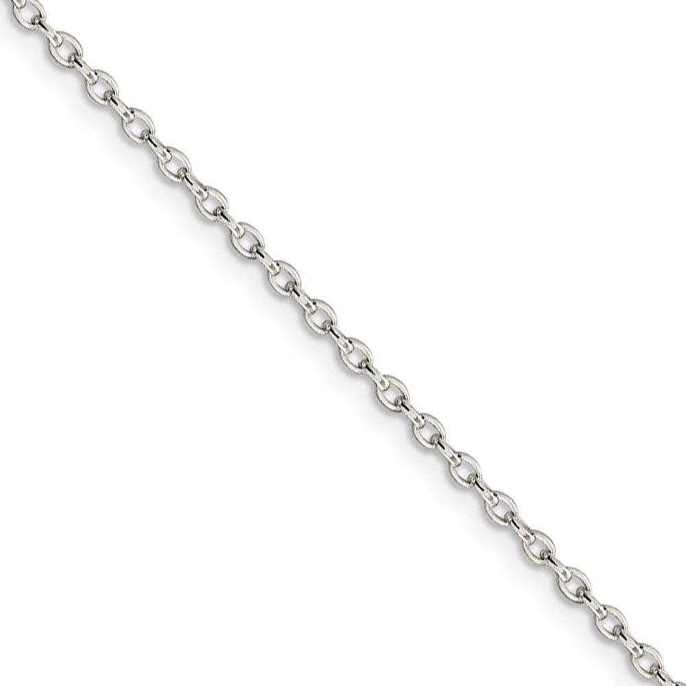 1.6mm Sterling Silver Solid Oval Rolo Chain Necklace