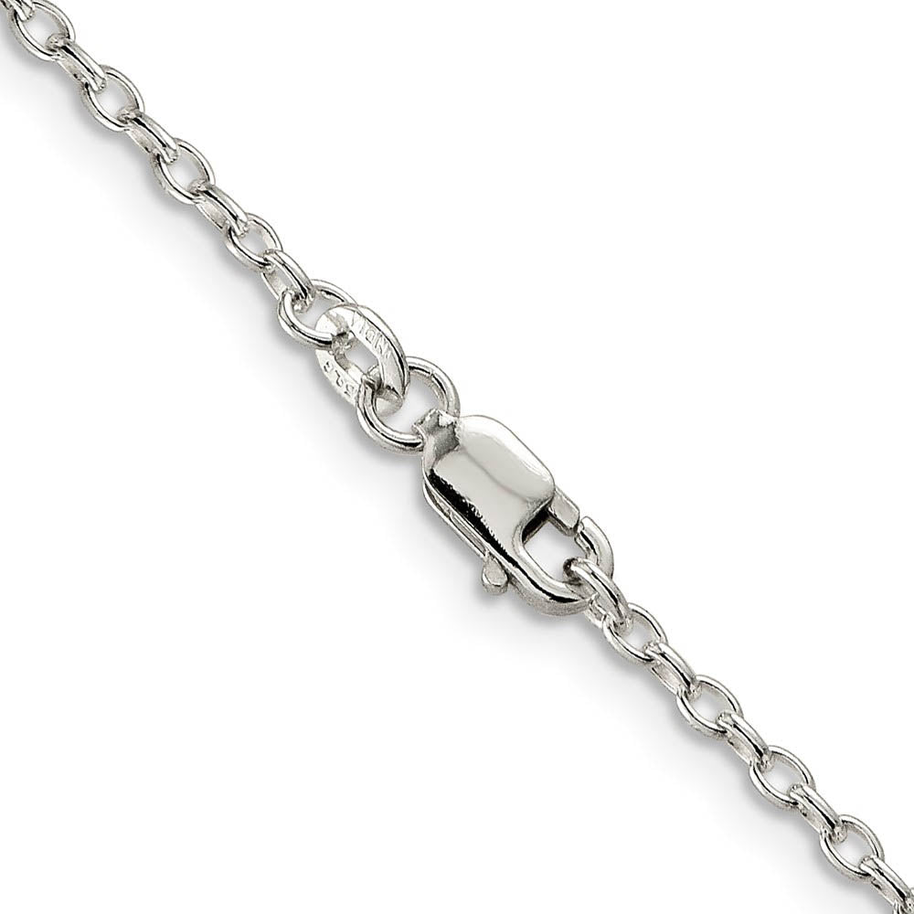 1.6mm Sterling Silver Solid Oval Rolo Chain Necklace