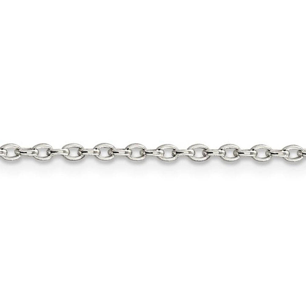 1.6mm Sterling Silver Solid Oval Rolo Chain Necklace
