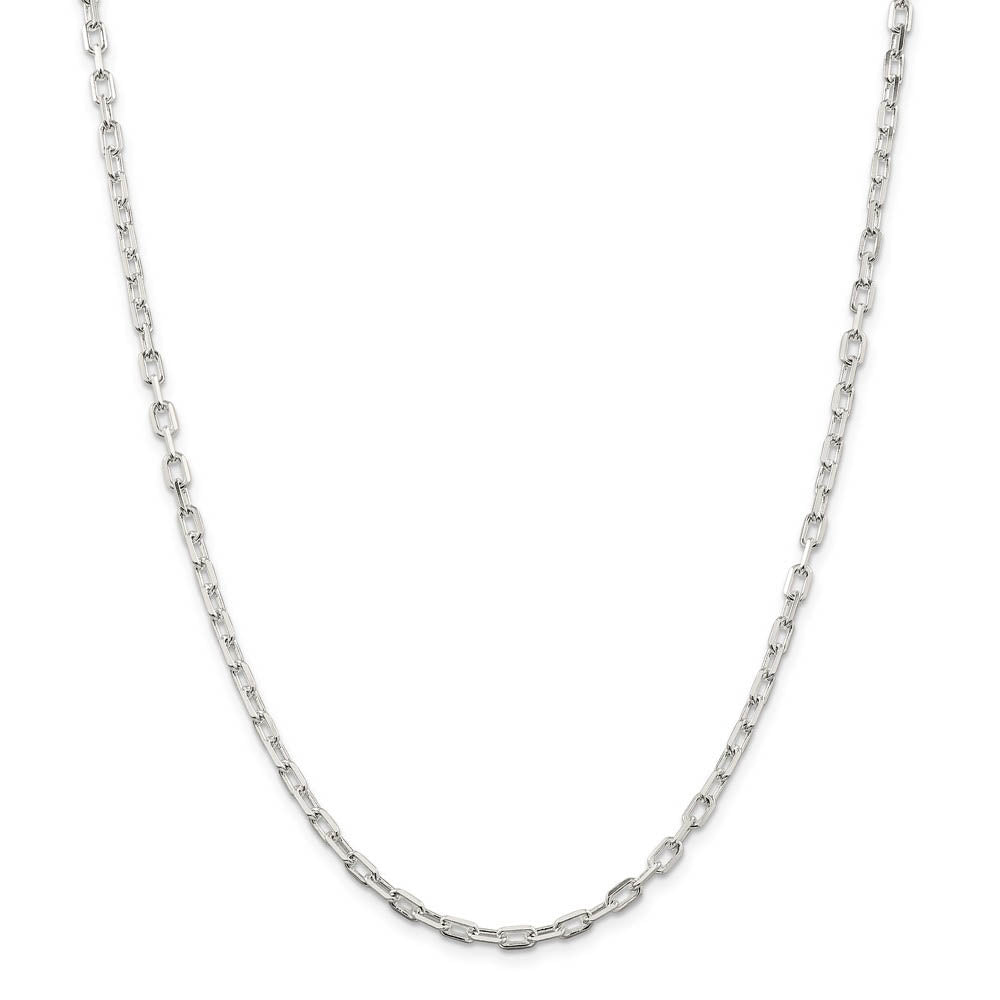 3.5mm Sterling Silver D/C Solid Elongated Cable Chain Necklace