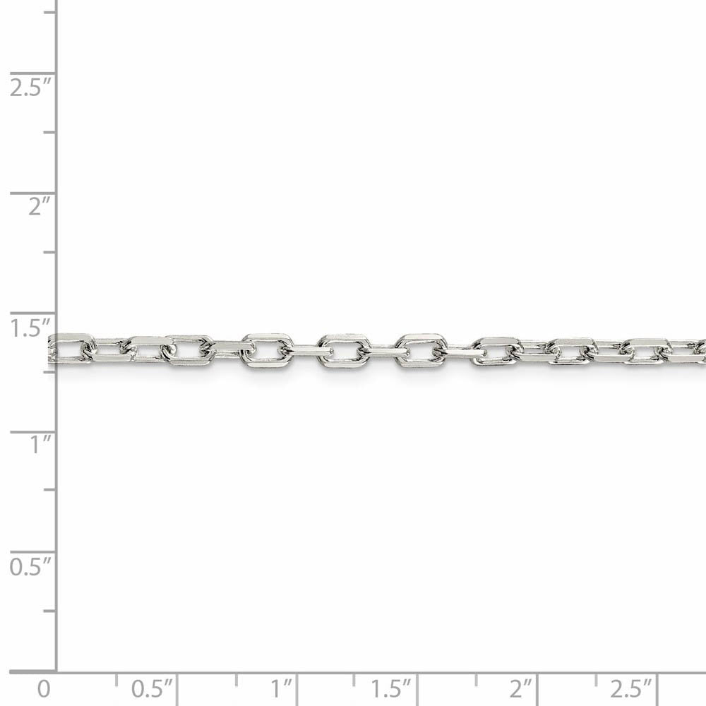 3.5mm Sterling Silver D/C Solid Elongated Cable Chain Necklace