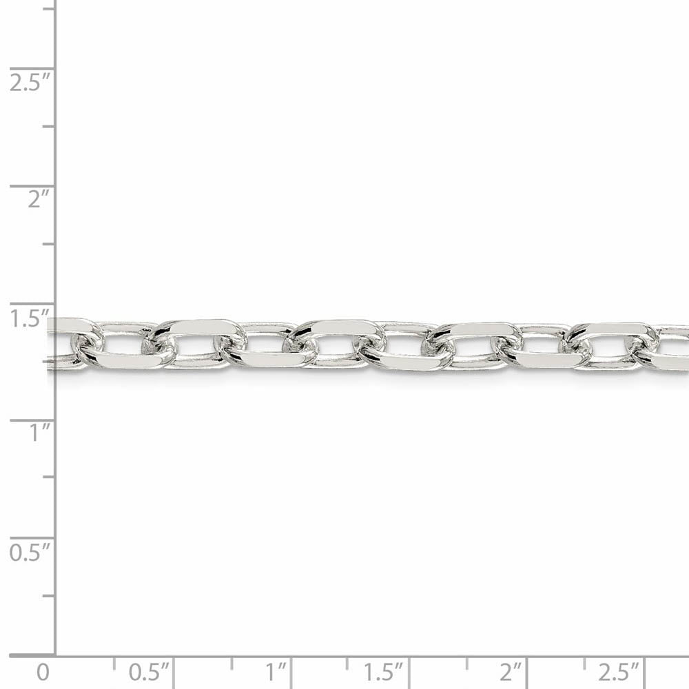 Mens 7.5mm Sterling Silver D/C Solid Elongated Cable Chain Necklace
