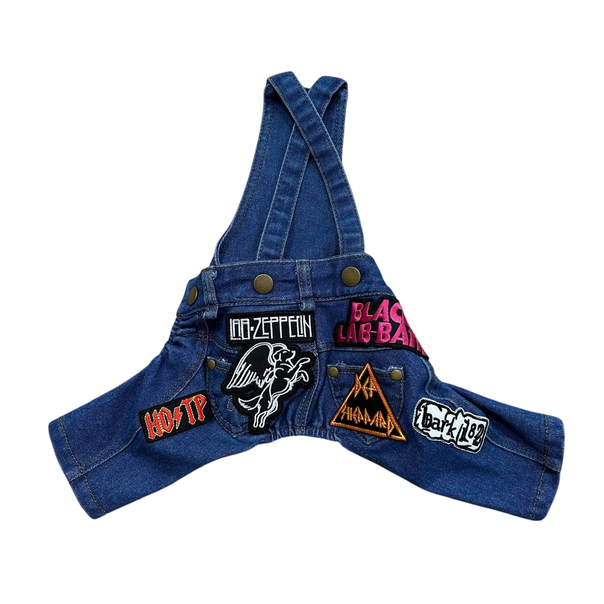 Heads or Tails Pup Ruff & Roll Denim Dog Overalls