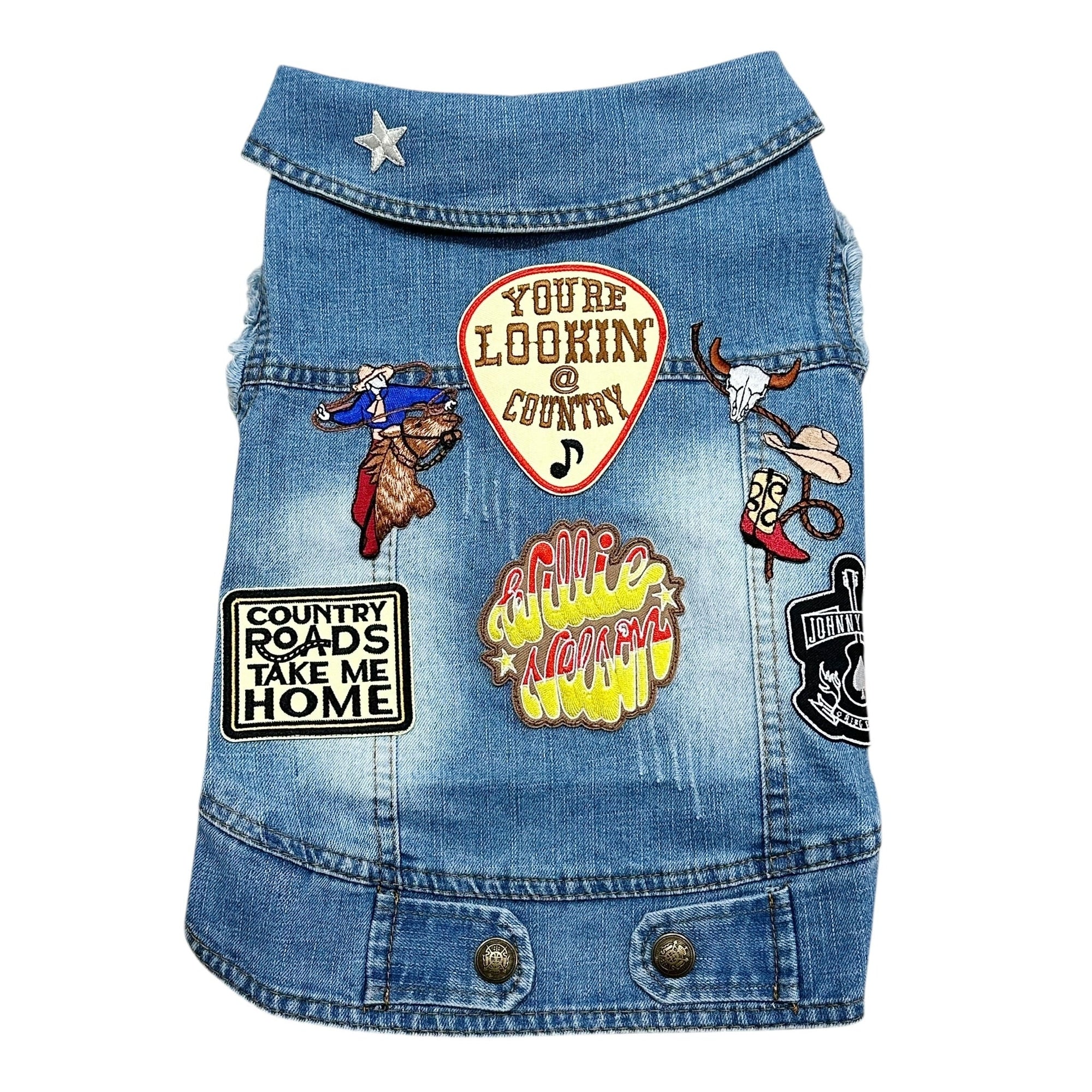 Heads or Tails Pup Country Denim Dog Vest