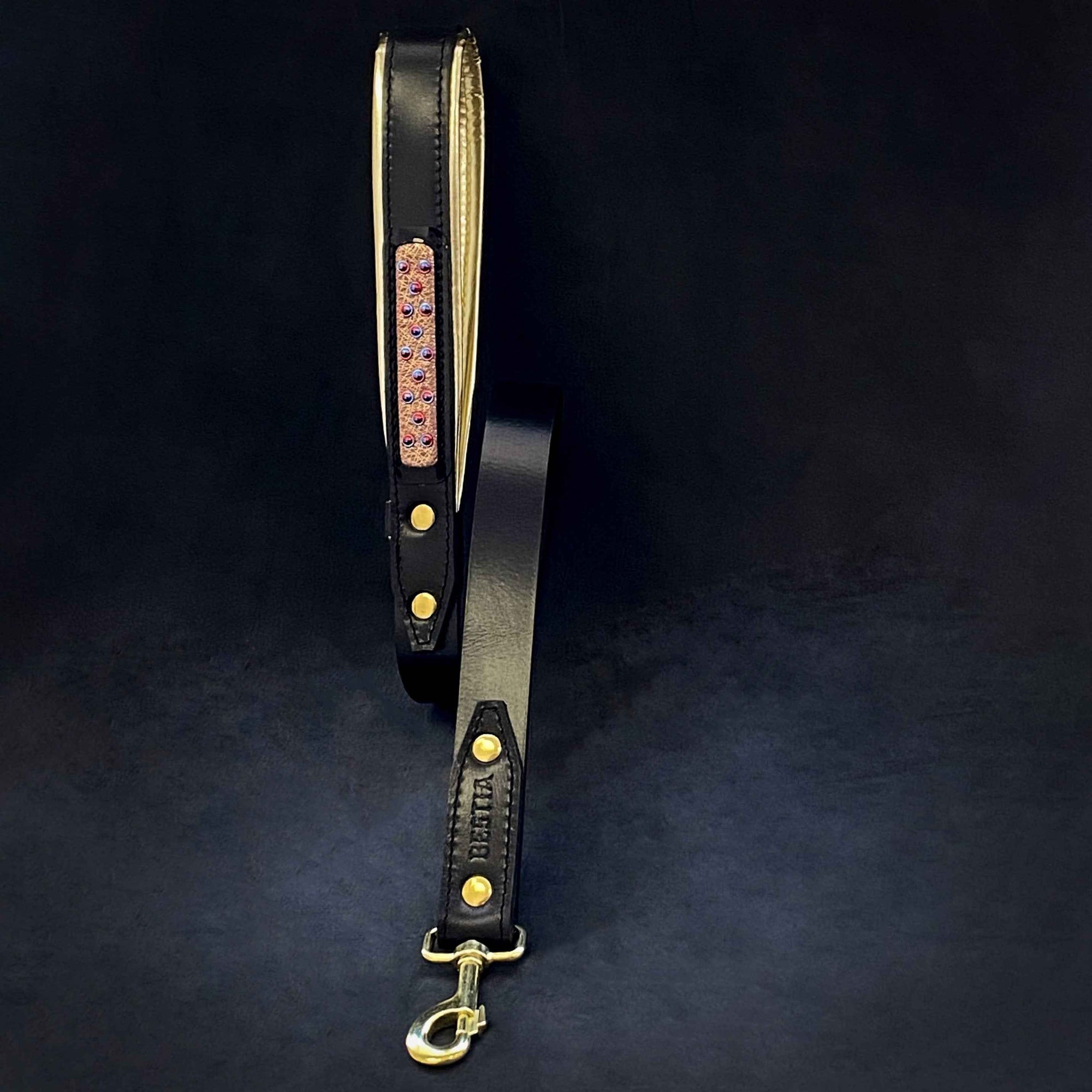 Bestia Candy Black Leather Dog Leash