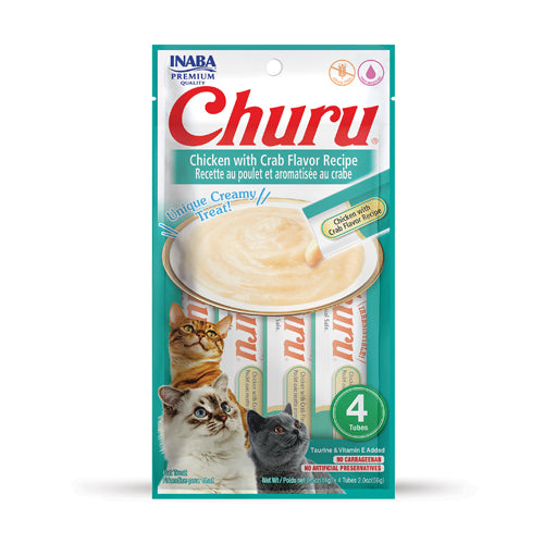 Inaba Churu Puree Chicken Crab Puree Cat Lickable Treats (0.5oz)