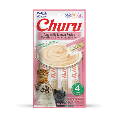 Inaba Churu Puree Tuna with Salmon Recipe Cat Lickable Treats (0.5oz)