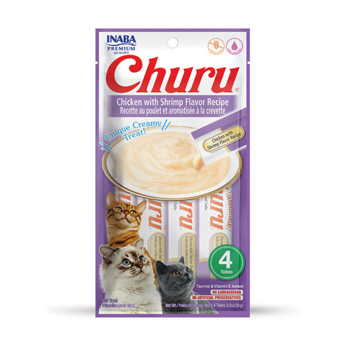 Inaba Churu Puree Chicken Shrimp Puree Cat Lickable Treats (0.5oz)
