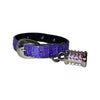 XS/S 7"-14" Iridescent Purple/Silver Custom Snake Collar/Custom Silver Oval Italian Hardware & Swarovski Crystal Charm